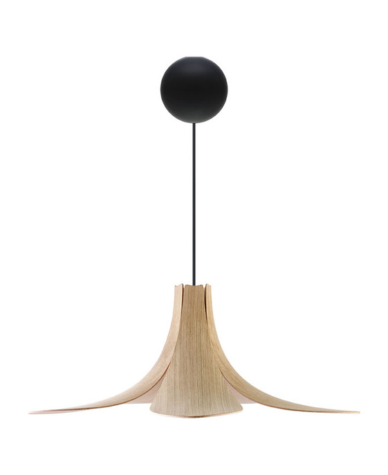 Dizajnové tienidlo použiteľné ako závesná alebo stojacia lampa, originálny drevený dizajn