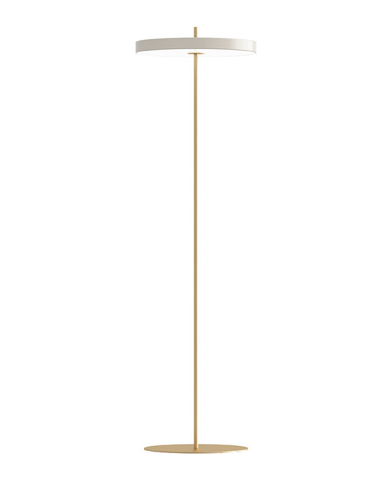 Elegantná dizajnová stojacia lampa so zabudovaným LED panelom a difúzorom