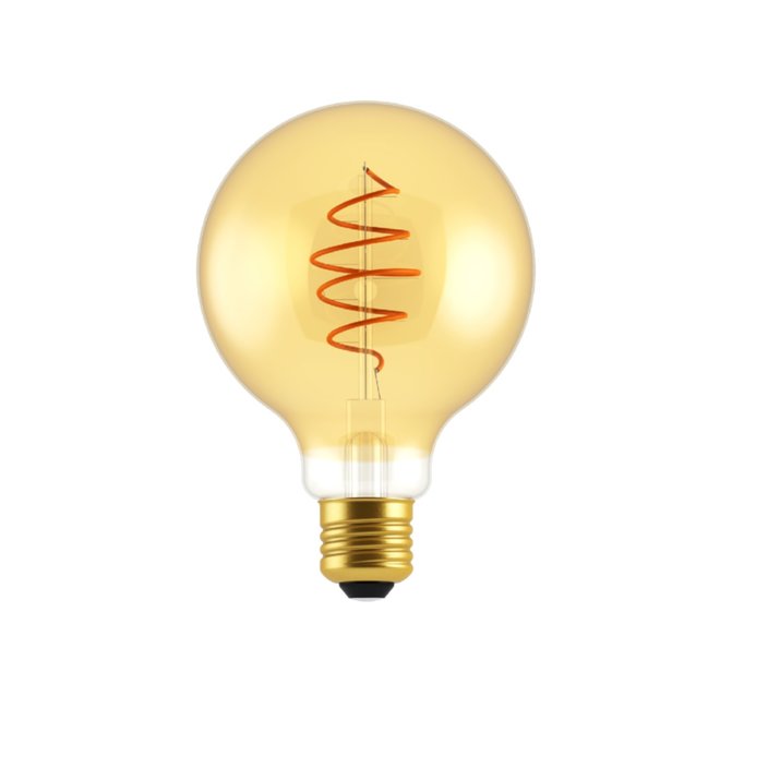 Dizajnová LED žiarovka pre svietidlá so závitom E27. (zlatá)