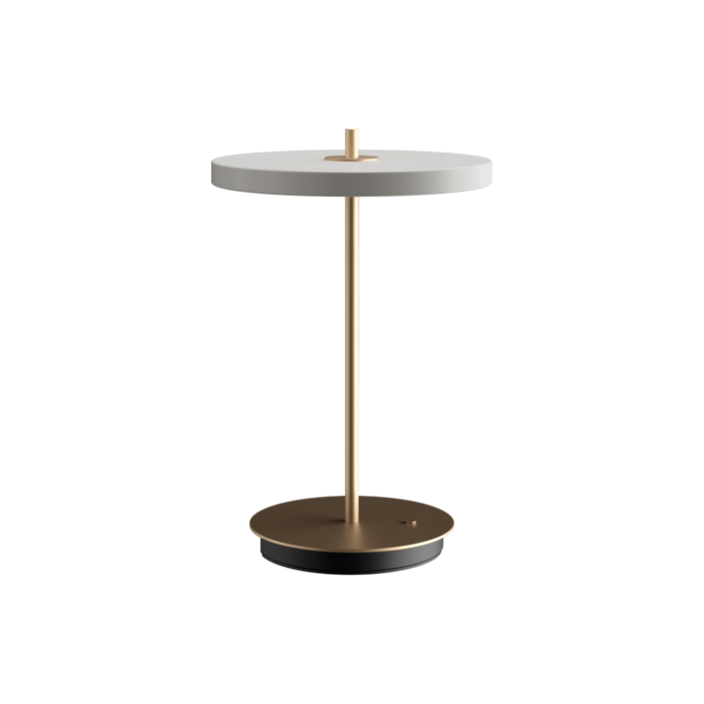 Elegantná dizajnová stolová lampa so zabudovaným LED panelom a difúzorom so skrytým USB portom na nabíjanie mobilného telefónu, trojstupňový stmievač (šedá)