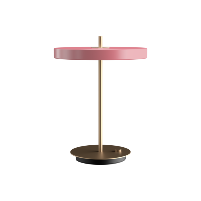 Elegantná dizajnová stolová lampa so zabudovaným LED panelom a difúzorom obsahujúca skrytý USB port na nabíjanie mobilného telefónu (ružová)