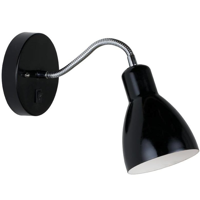 Lakovaná kovová nástenná lampička Nordlux Cyclone s flexibilným ramenom (čierna)